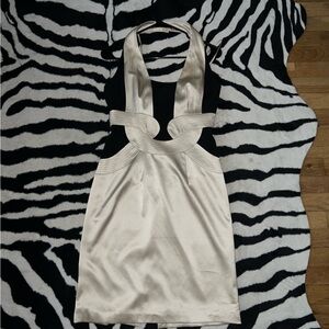 Elegant Black and Cream Halter Dress